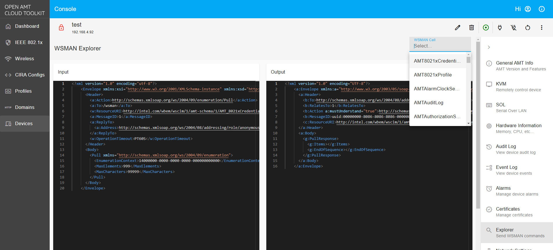 Figure 2: View a WSMAN Call